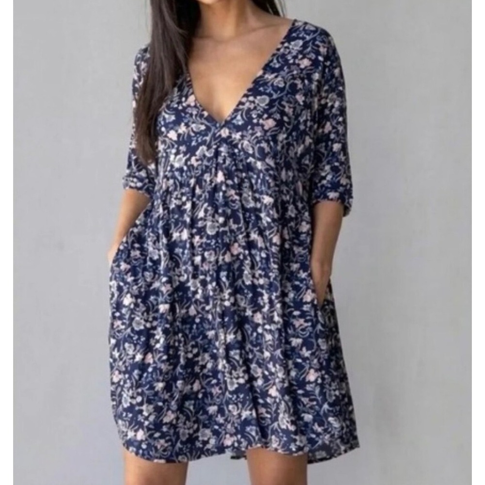 Natural Life Womens Babydoll Floral Short Dress Medium Flowy Boho Feminine